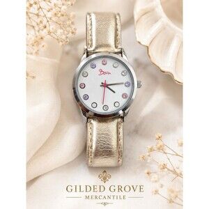 Boum Womens Genuine Leather Watch White Dial Crystal Markers Silver Tone New Bat